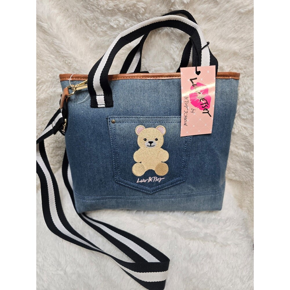 Luv Betsey Denim Teddy Bear Crossbody Tote Bag NWT | Blue Jean Purse